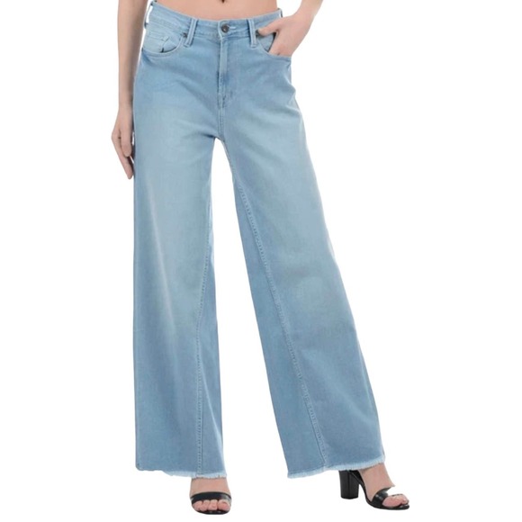 Forever 21 Denim - Forever 21 Jean Womens Size 27 Baggy Oversize Raw Hem Gorpcore Grunge Light Blue